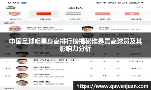 中国足球明星身高排行榜揭秘谁是最高球员及其影响力分析